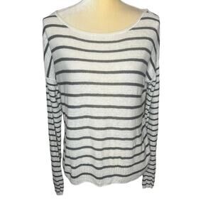 Vince Linen Boat Neck Long Sleeve Boxy Top Size Small